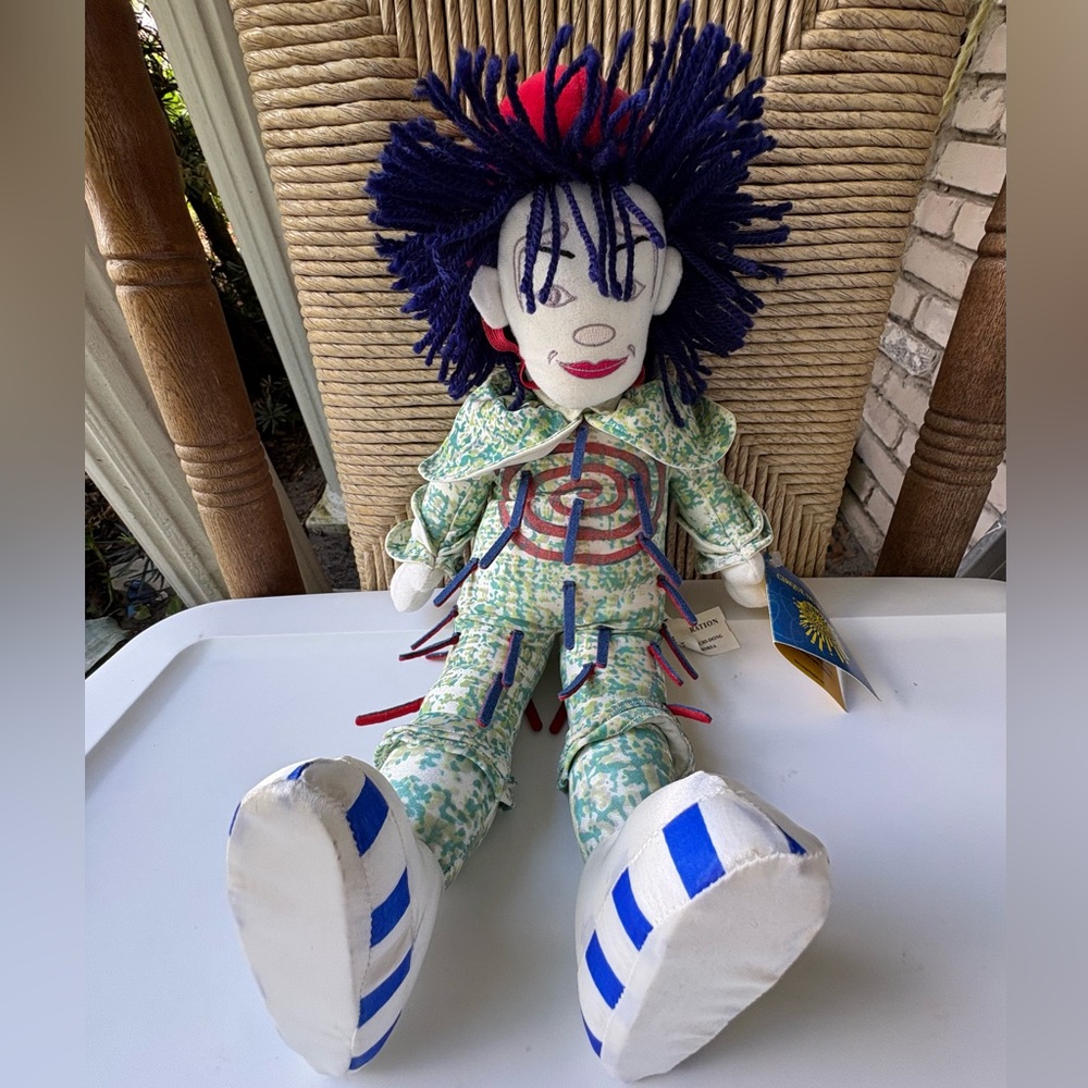 Cirque Du Soleil  Karl doll Green Patterned Outfit Blue spike bullseye Accents